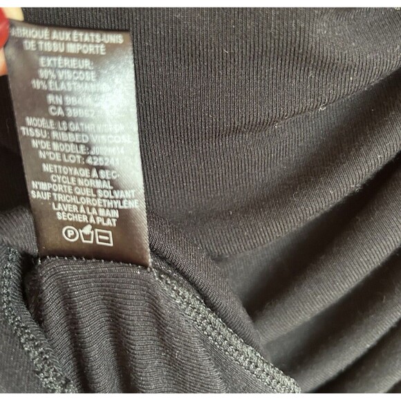 Theory Long Sleeve Round Neck Gathered Ruched Sides Black Jersey Dress Sz M - Picture 11 of 11